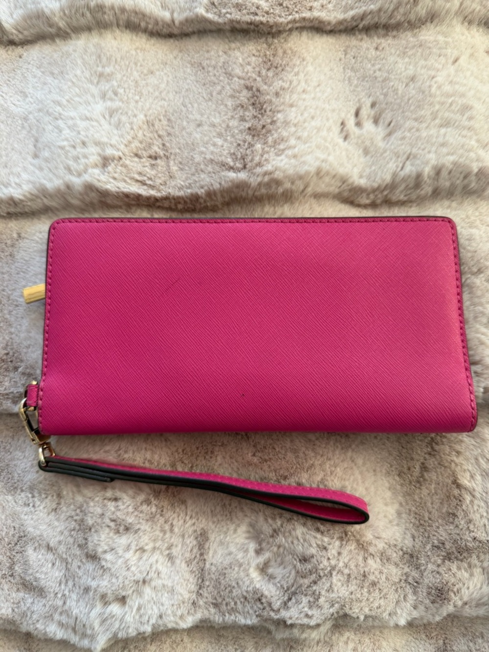 Tory Burch Fuchsia Zip Wristlet Wallet with Gold Logo - Picture 3 of 7
